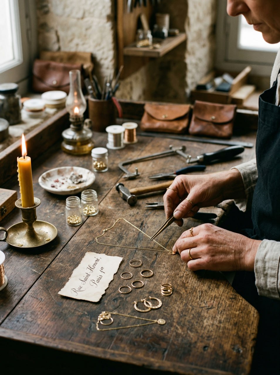 French artisan crafting jewelry